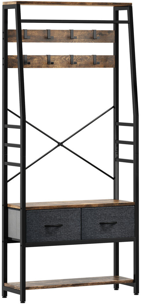 Borough Wharf Aideth Hall Tree 80cm Wide with Bench and Shoe Storage Black 181cm H X 80cm W X 20cm D