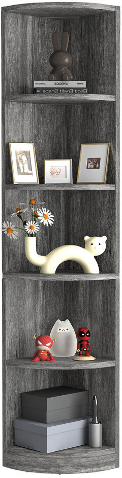 Blue Elephant Clarklake Corner Shelf Unit, Small Bookcase Grey 457.45cm H X 75.44cm W X 75.44cm D