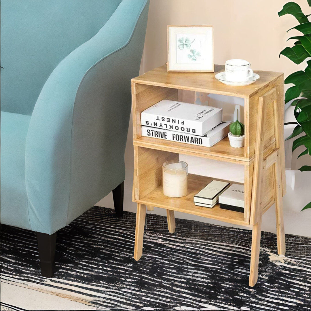 17 Stories Naor Stackable 2-Piece Natural Bamboo Bedside Tables for Bedroom Side End Table Brown 42cm H X 40cm W X 29cm D