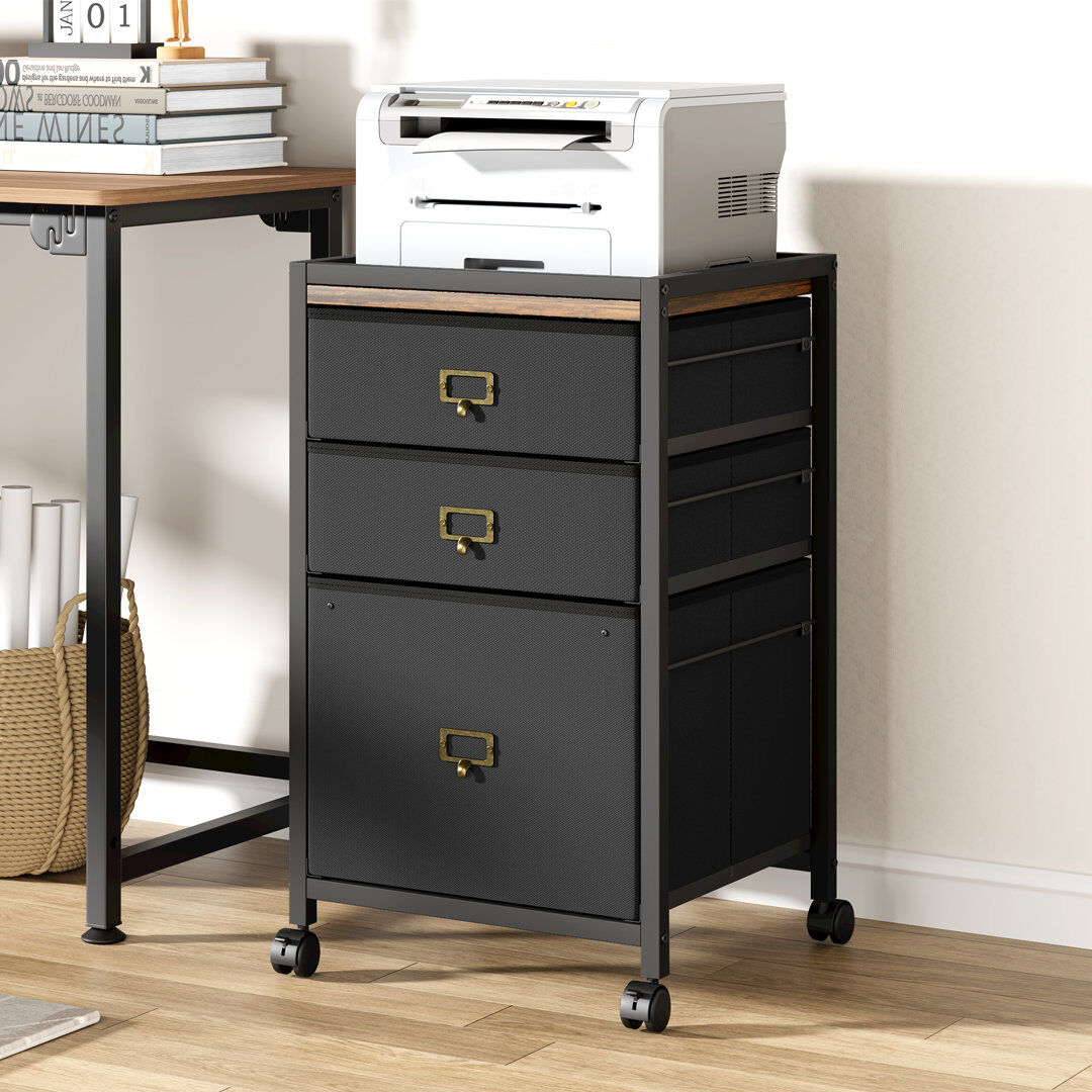 Borough Wharf 40cm Wide 3 -Drawer Steel File Cabinet Black 67cm H X 40cm W X 40cm D