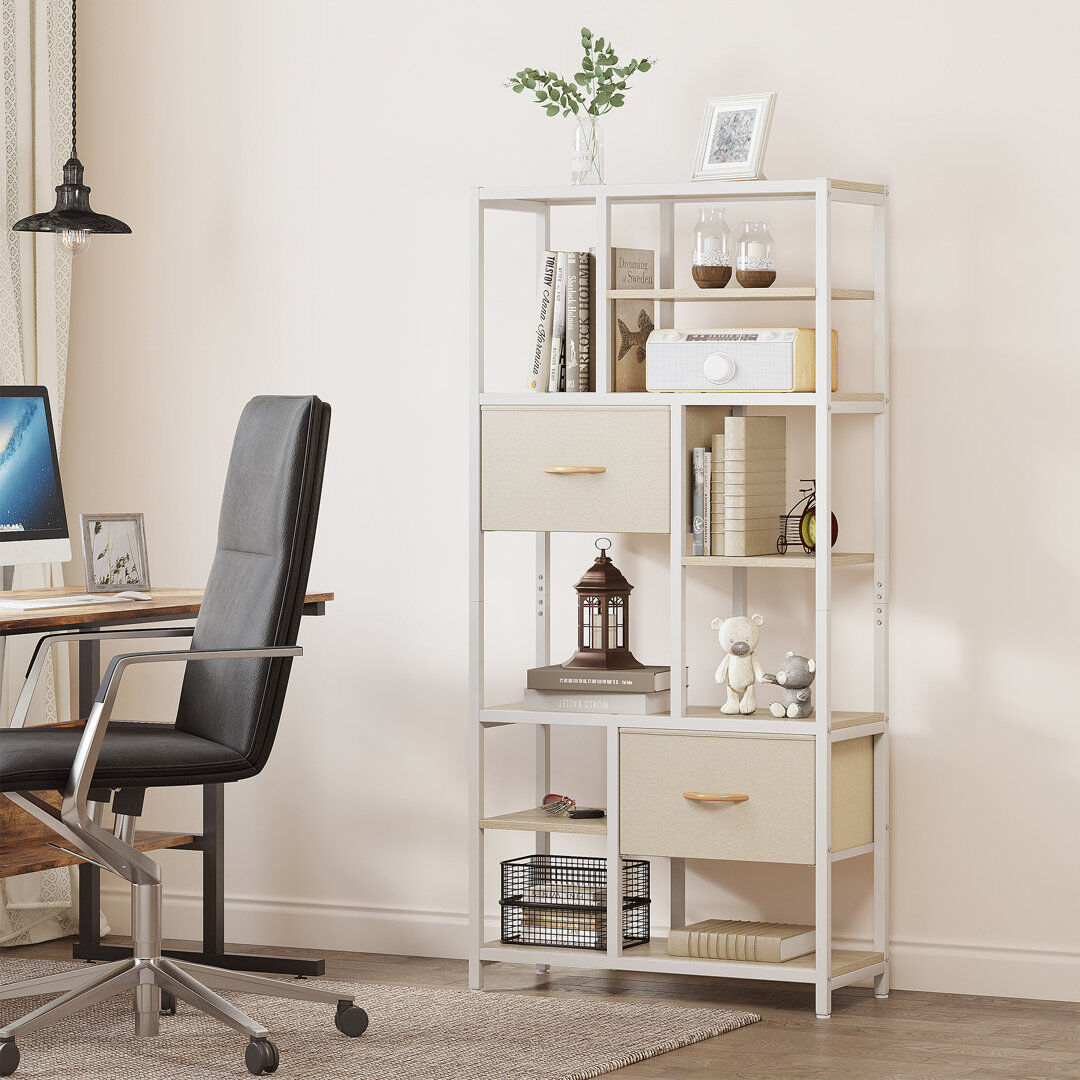 Latitude Run 151 H X 72 W Corner Shelf Unit Wooden Bookcase for Living Room White