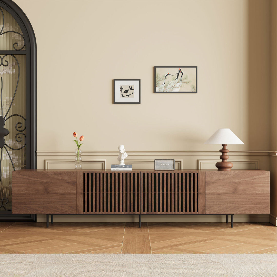Ebern Designs 2.4m/1.8m Tech-Ready TV Cabinet Holds 75" Screens Super Deep Drawers & Cable Management for UK Homes walnut 55cm H x 240.4cm W x 40cm D