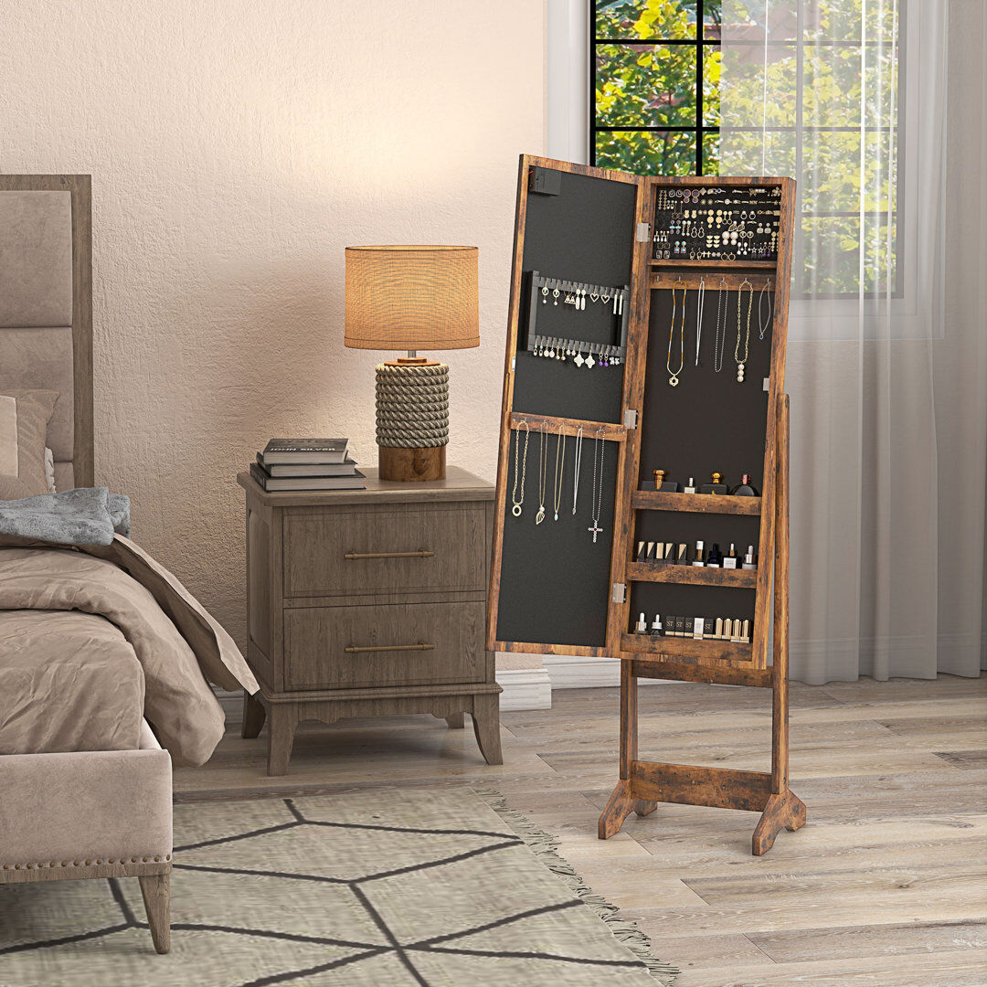 Lark Manor Freestanding Jewelry Armoire Rustic Brown 136cm H X 36cm W X 30cm D