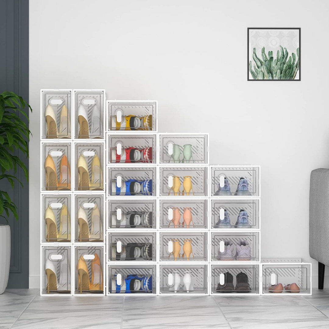 Rebrilliant Shoe Box,12 Pcs Shoe Storage Boxes Clear Plastic Stackable, Shoe Organizer Containers With Lids Clear 12