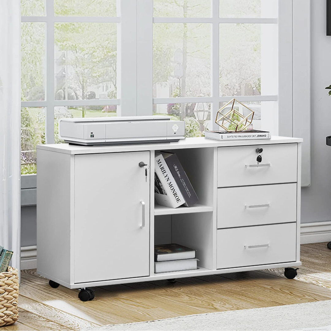 Latitude Run Lakeith 3 Drawer Lateral Filing Cabinet White 56.8cm H X 89.9cm W X 39.8cm D
