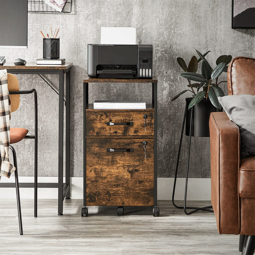 Vasagle 2 Drawer Filing Cabinet Brown 69cm H X 42cm W X 44cm D