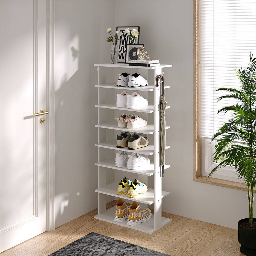 Borough Wharf 8 Tier Vintage Breeze Color Vertical Shoe Rack White 14