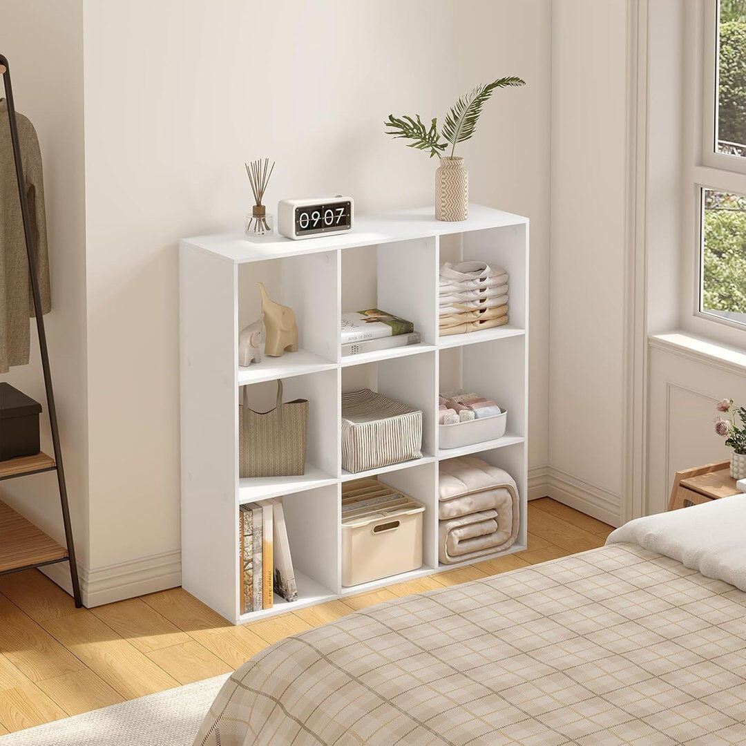 17 Stories Bookcase with 9 Compartments, Office Shelf, Open Shelf 93cm H X 94cm W X 29.5cm D