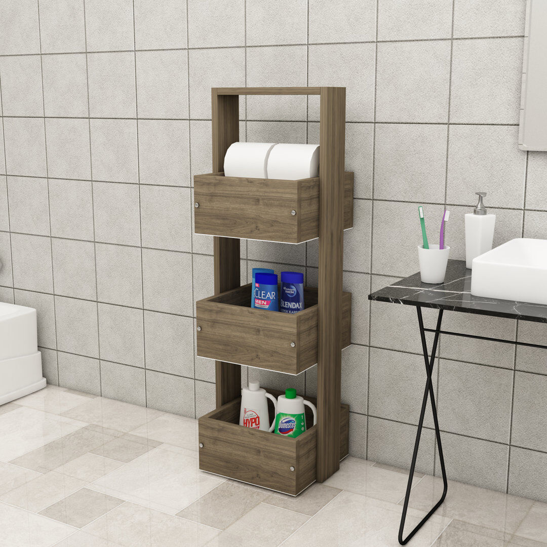 Ebern Designs Mita Multi-Purpose Storage Cabinet Shelf - White Walnut 90cm H X 33.1cm W X 23cm D