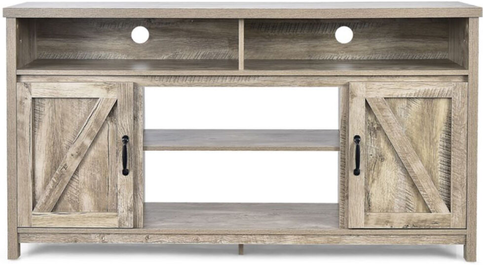 Brambly Cottage TV Stand For Tvs Up To 65" Modern TV Cabinet Media Console Table W/ Barn Doors Brown 65"