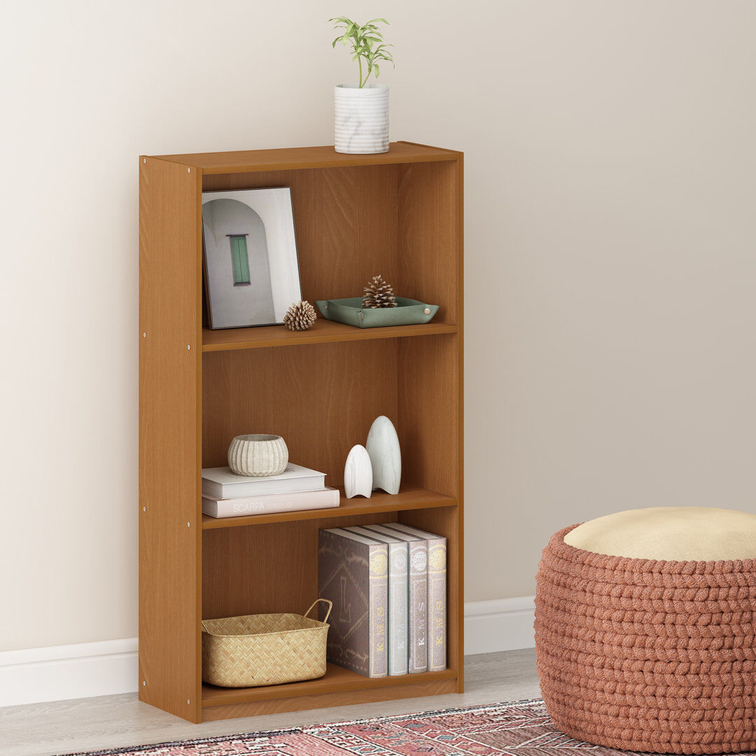 Latitude Run Basic 3-Tier Bookcase Storage Shelves, Dark Espresso Natural Oak