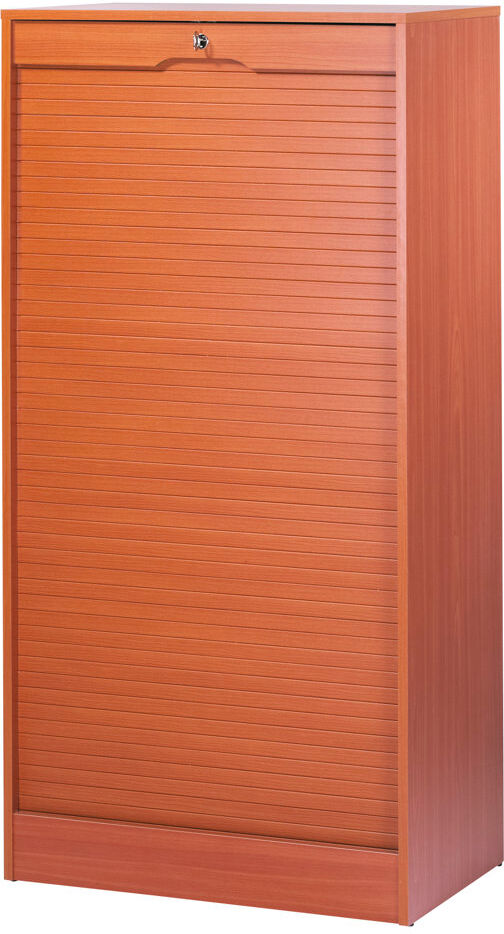 Rebrilliant Cauley 1 -Door 16 -Shelf Storage Cabinet Cherry 140.4cm H X 70.1cm W X 44cm D