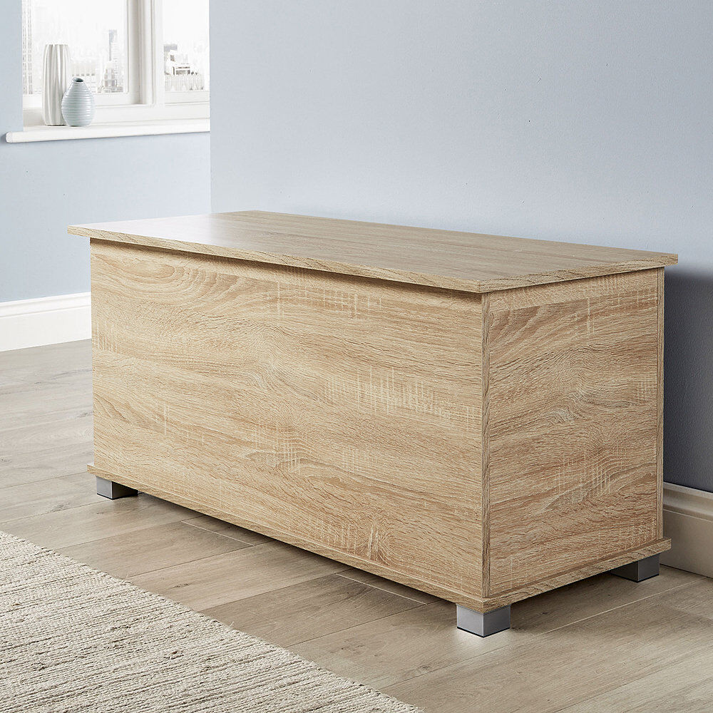 Ebern Designs Starbuck Blanket Ottoman Storage Box Chest Sonoma Oak 40cm H X 90cm W X 39cm D