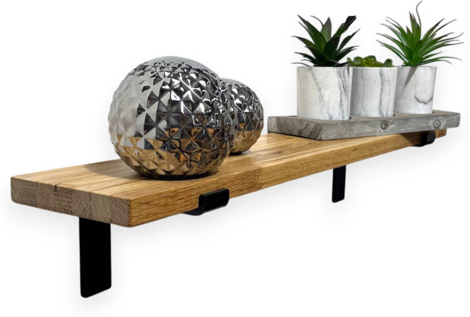 Borough Wharf Oak Wooden Shelf Wall-Mounted Floating Rustic, 22Mm With Down Brackets Oak Wood 2.2cm H x 110cm W x 14.5cm D
