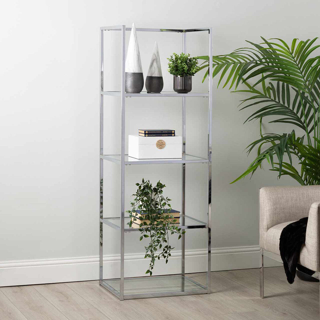 Canora Grey Adrio Book Shelf for Study Room Furniture, Metal Ladder with Chrome Finish 152cm H x 53cm W x 44cm D