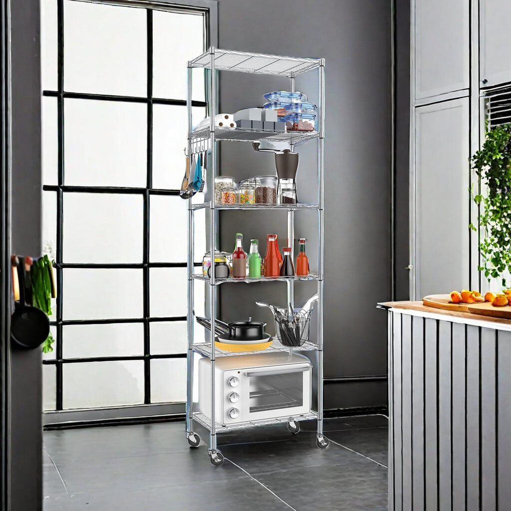Rebrilliant Eilley 6-Tier Steel Shelving Unit Silver 175cm H X 54cm W X 29cm D