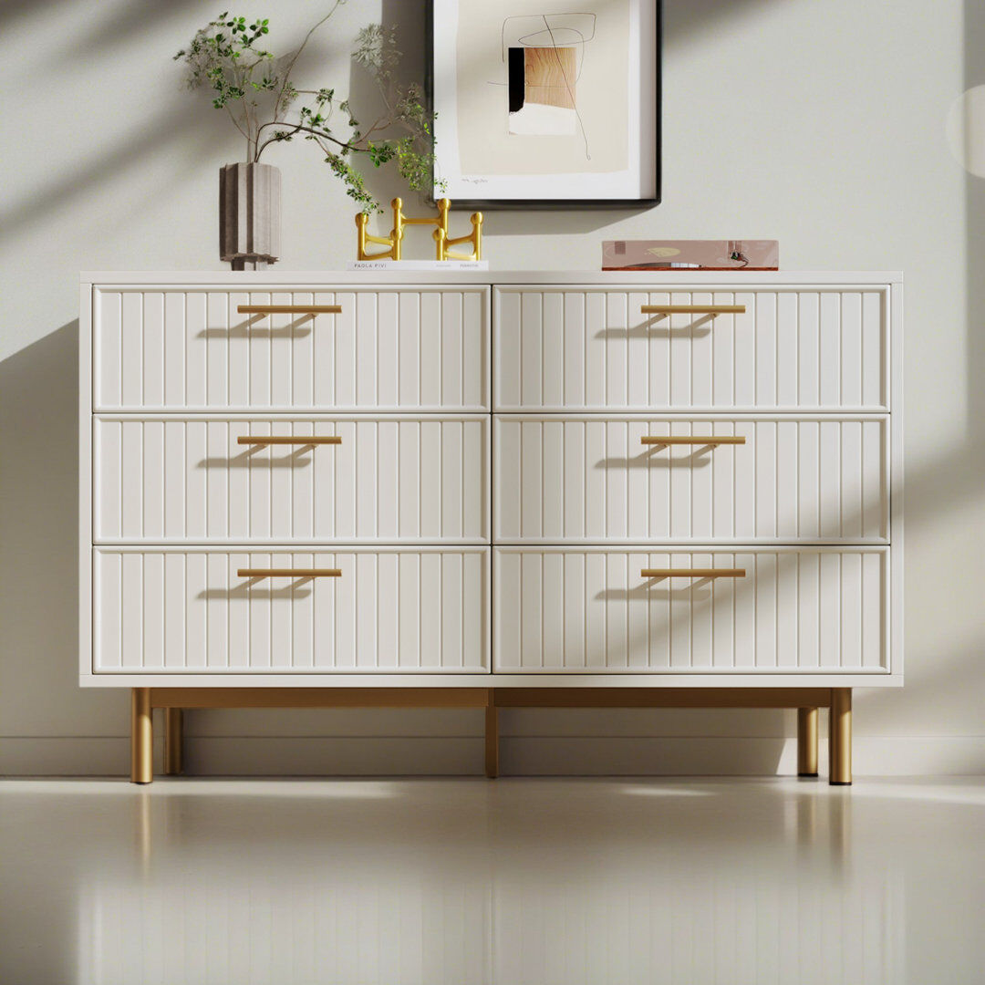 Fairmont Park Amon 6 Drawer 120Cm W Double Dresser White 75.5cm H X 120cm W X 40cm D