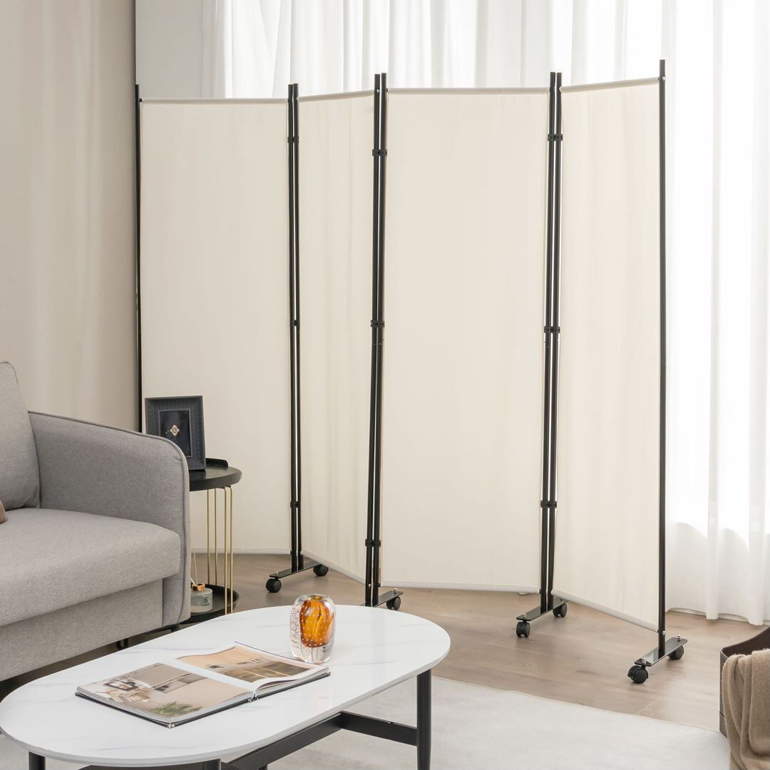 Borough Wharf Gettysburg 224Cm W 4 - Panel Folding Room Divider White 172cm H X 224cm W X 30cm D