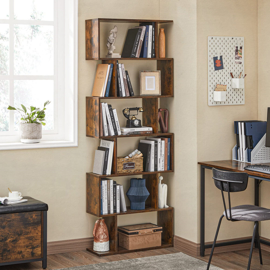 Alpen Home Bookshelves, 6-Tier Bookcase, Room Divider, Cube Display Shelf, Freestanding Storage Shelf, Modern Style, For Living Room, Bedroom, Office, Brown 190.5cm H x 70cm W x 24cm D