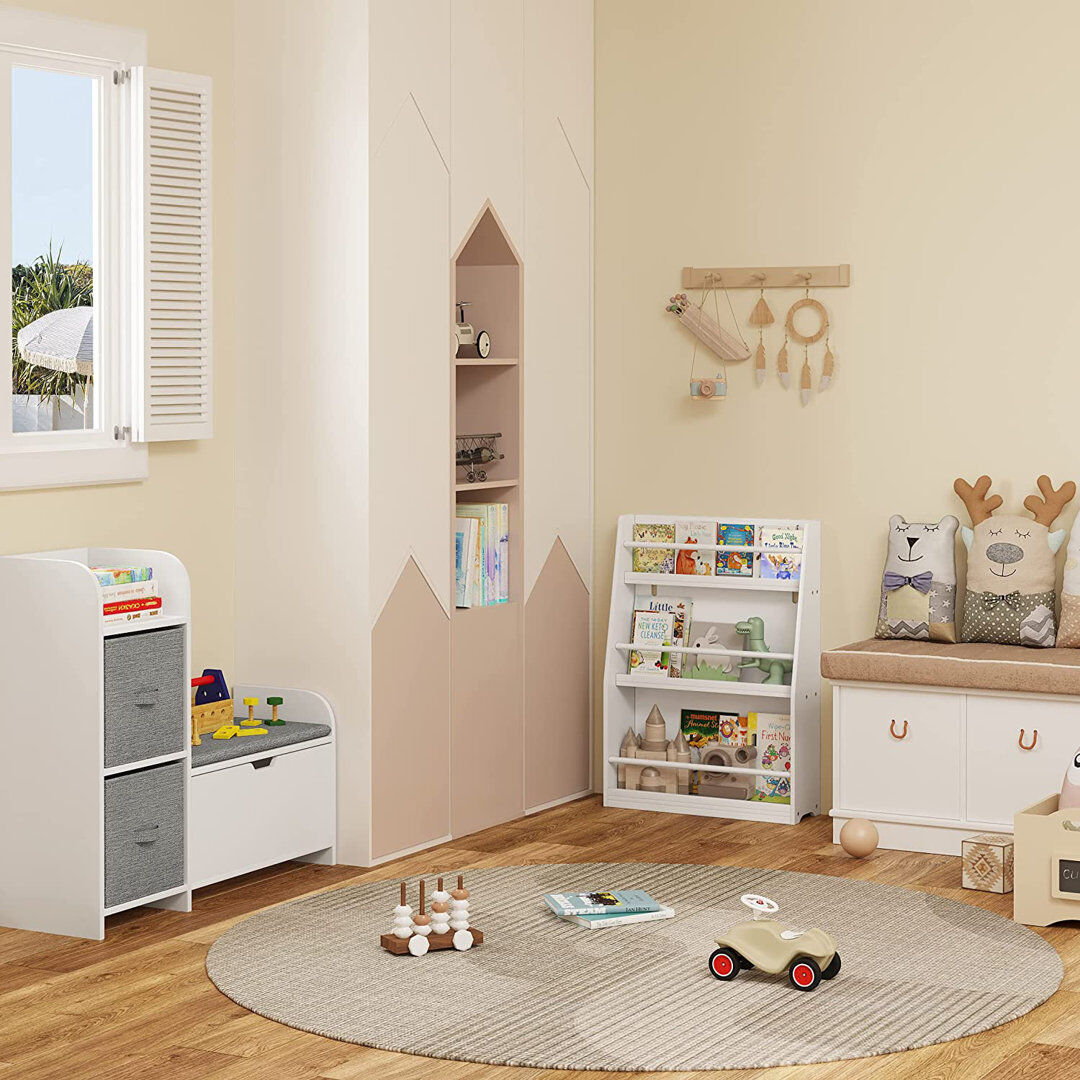 Isabelle & Max Children’s Bookcase, Kids Bookshelf 3-Tier Toy Storage Unit Book Shelf Organiser, Display Shelving Unit, Kids Freestanding Bookshelf, Mdf + Pinewood, 81cm H X 58.5cm W X 18cm D