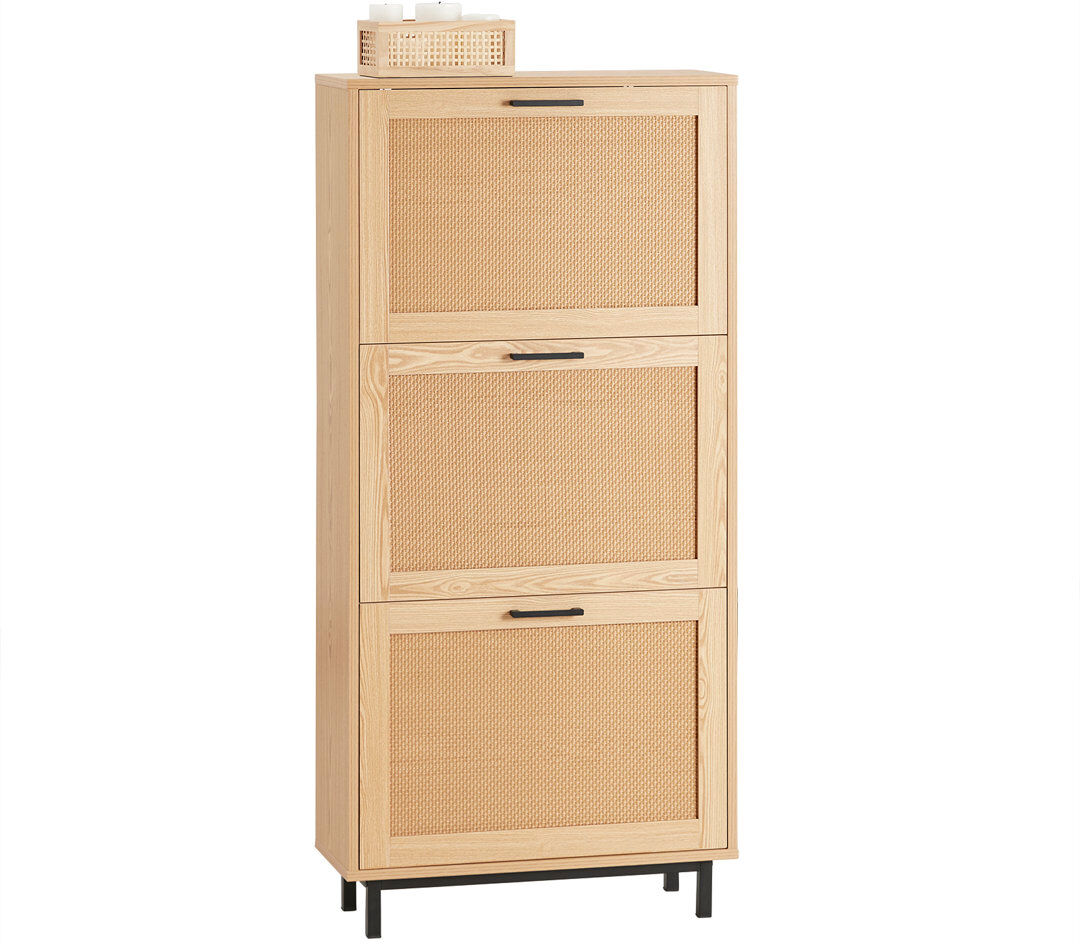 17 Stories 10 Pair Shoe Storage Cabinet Natural Wood 10