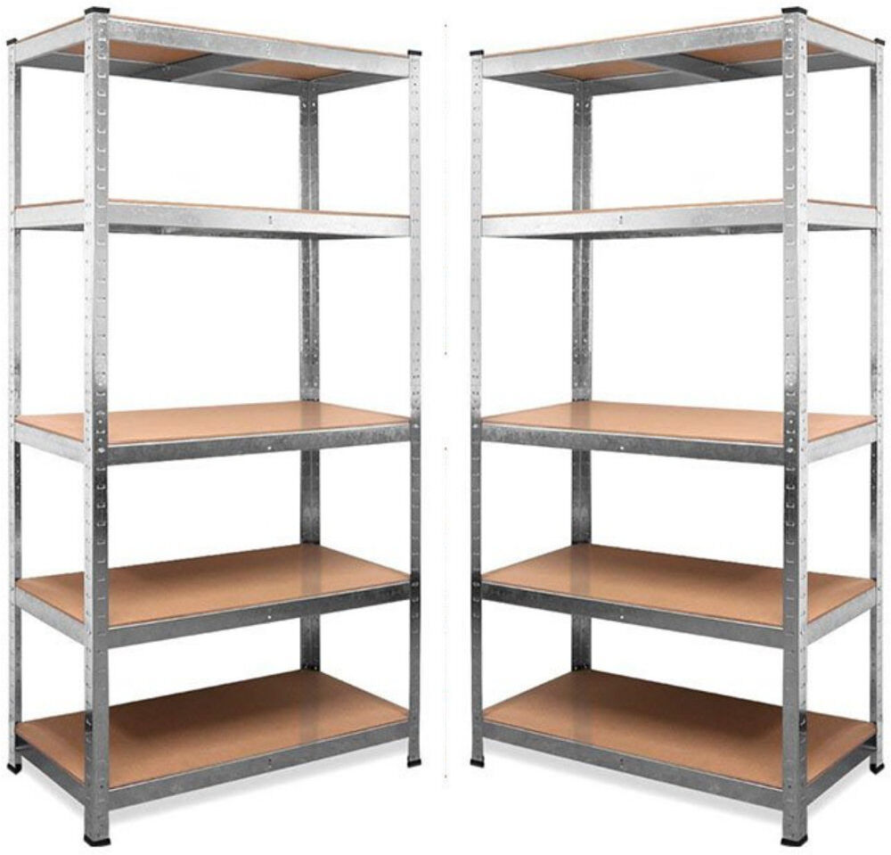 Borough Wharf Aneri Garage Shelving 90cm Wide & 180cm High Heavy Duty 5 Tier Multipurpose Metal Racking Unit / Warehouse Shelving Storage Silver 90cm W X 40cm D