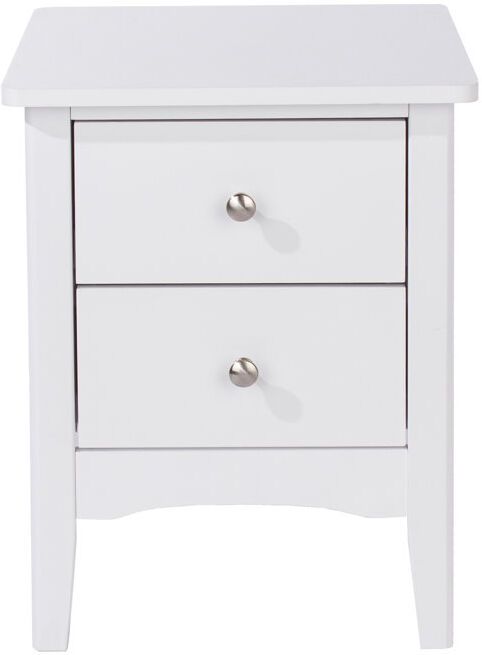 Lark Manor Clio 2 Drawer Bedside Table, side table, end table White 49cm H X 38cm W X 38cm D