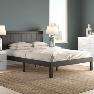Three Posts Carrolltown Solid Wood Bed Frame with Paneled Headboard black/brown/green 102.9 H x 135.0 W x 190.0 D cm