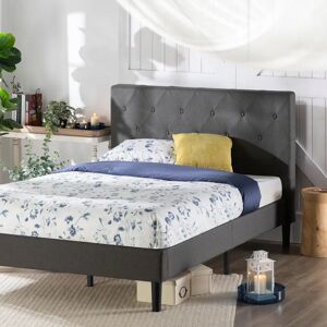 Three Posts Ridley Button Detailed Headboard Upholstered Bed Frame brown/gray 103.0 H x 144.78 W x 190.0 D cm
