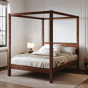 Three Posts Rochester Canopy Bed brown 200.0 H x 148.0 W x 210.0 D cm