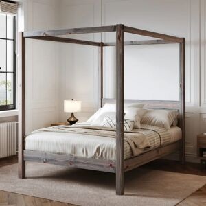 Three Posts Rochester Canopy Bed gray 200.0 H x 160.0 W cm