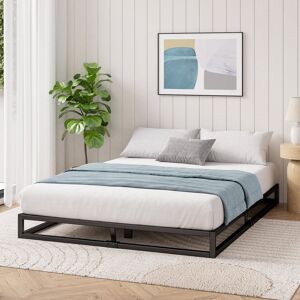 Hashtag Home Dekker Metal Platform Bed with Wooden slat support 15cm/6in Height Black Super King (6')