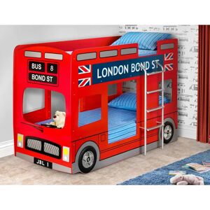 Hashtag Home Lilianna Single (3') Standard Bunk Bed brown/red 136.0 H x 108.0 W x 200.0 D cm