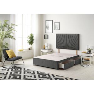 Fairmont Park SantaFe Tweed Fabric Divan Bed Base and Headboard with Optional Drawers Charcoal Single (3')