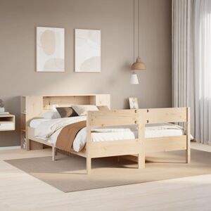 ClassicLiving Bookcase Bed Without Mattress 135X190 Cm Double Solid Wood Pine Brown European Double (140 x 200cm)