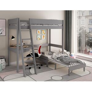 Harriet Bee Naswith Single (3') High Sleeper Loft Bed Bed with Built-in-Desk Grey