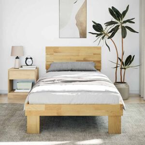 17 Stories Bed Frame With Headboard Without Mattress 80X200 Cm Solid Wood Oak Natural 80 x 200cm