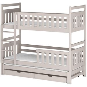 Harriet Bee Klara Bunk Bed with Trundle & Storage W98cm - Modern Triple Sleeper with Versatile Drawers Olive