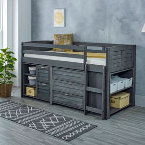 Harriet Bee Myron Single (3') 5 Drawer Cozy Mid Sleeper Loft Bed with Bookcase Grey