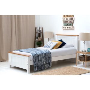Fernleaf Aubrey Solid Wood Low Profile Bed Frame with Mattress White Single (3')