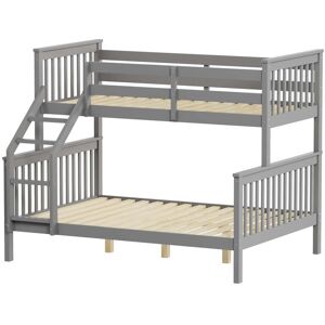 Harriet Bee Noah Grey Wooden Triple Sleeper Bunk Bed - Single & Double Grey 160cm H X 145cm W X 197cm L