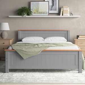 Fernleaf Aubrey Solid Wood Low Profile Bed Frame with Mattress Grey Double (4'6)