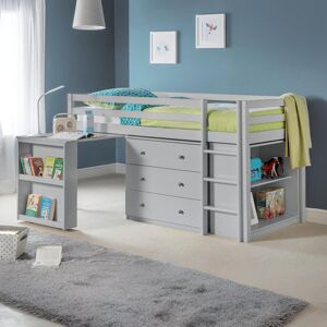 Harriet Bee Elena Single (3') Bed Frames Mid Sleeper Loft Bed with Bookcase Grey