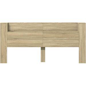 Ivy Bronx Latitude Run Headboard Cabinet With LED Brown Oak 160X16.5X103.5 Cm Sonoma Oak Extra Large Double - 200 x 220 cm