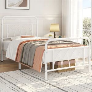 Marlow Home Co. Akyng Metal Bed Frame with Petal Accented Headboard white Single (3')
