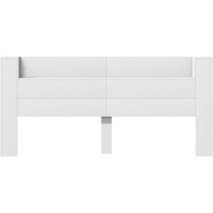 Ivy Bronx Latitude Run Headboard Cabinet With LED Brown Oak 160X16.5X103.5 Cm White Extra Large Double - 200 x 220 cm