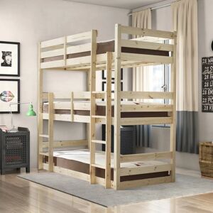 Harriet Bee Ellen Single (3') Triple Sleeper Heavy Duty Bunk Bed brown/green 197.0 H x 98.0 W x 202.0 D cm