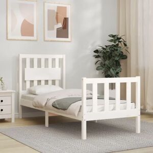 ClassicLiving Bed Frame with Headboard white 100.0 H x 80.5 W x 205.5 D cm