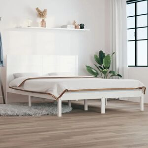 17 Stories Bed Frame Solid Wood white 100.0 H x 160.0 W x 200.0 D cm