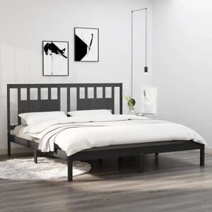 ClassicLiving Bed Frame Solid Wood gray 100.0 H x 81.0 W x 195.5 D cm